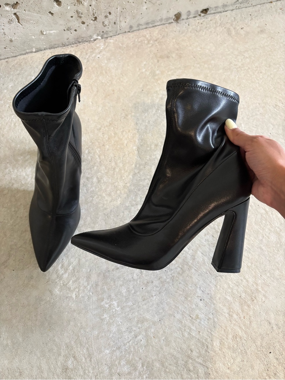 Call it Spring size 10 black vegan leather heeled boots